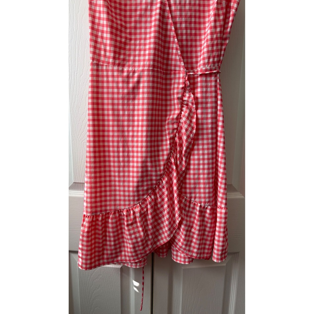 Southern Tide Womens Orange Gingham Ruffle Wrap Dress Sleeveless Size M Mini - Picture 6 of 9